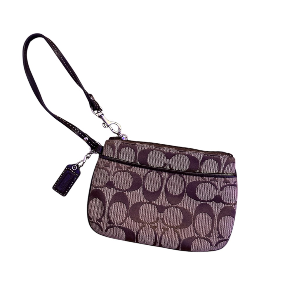 Vintage coach wristlet - tan & brown, classic monogram pouch.